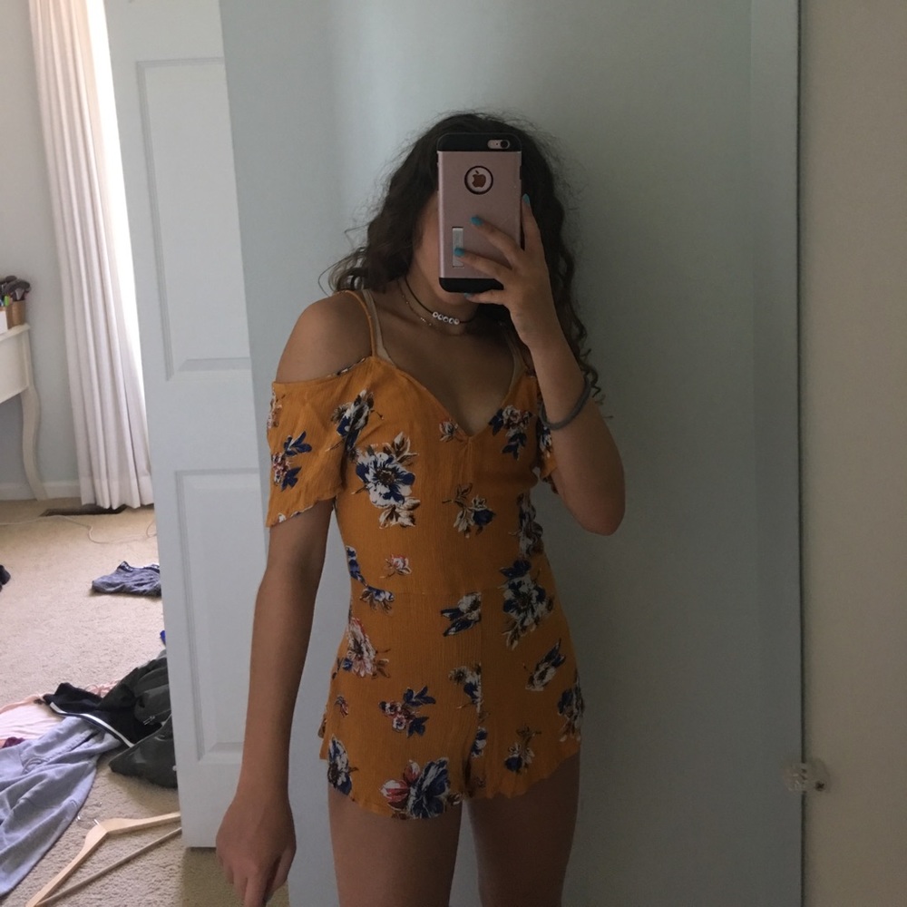 Yellow and blue short romper